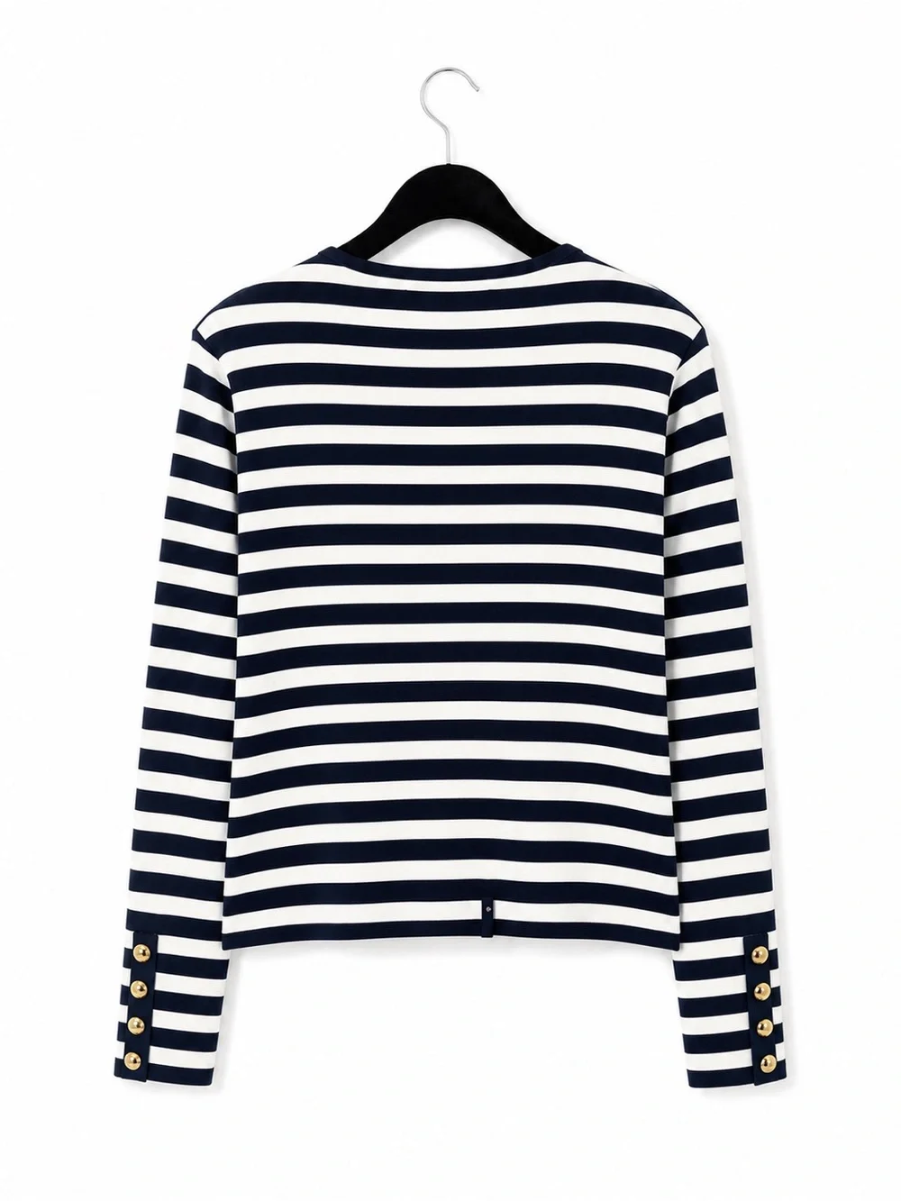 Zara Navy & White Striped Knit Cardigan with Gold Buttons – XL - Picture 3 of 7